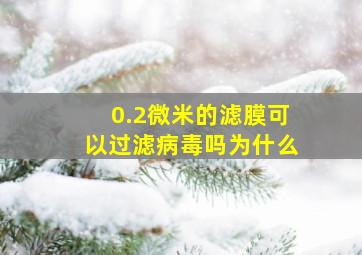 0.2微米的滤膜可以过滤病毒吗为什么