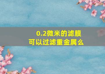 0.2微米的滤膜可以过滤重金属么