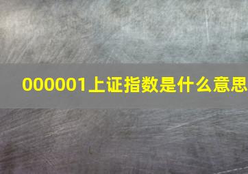 000001上证指数是什么意思