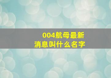 004航母最新消息叫什么名字