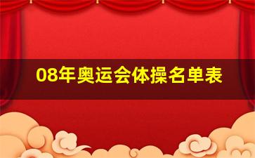 08年奥运会体操名单表