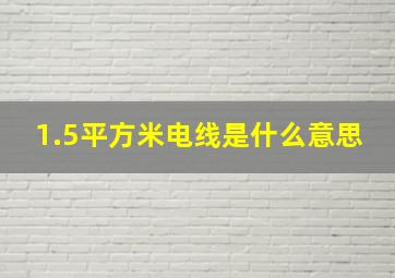 1.5平方米电线是什么意思