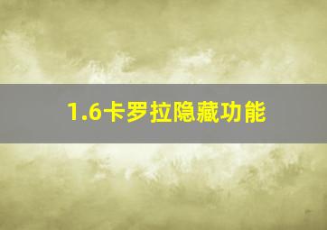 1.6卡罗拉隐藏功能