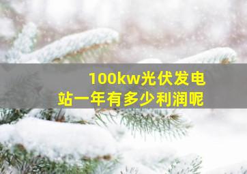 100kw光伏发电站一年有多少利润呢