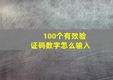 100个有效验证码数字怎么输入