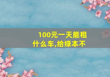 100元一天能租什么车,给绿本不