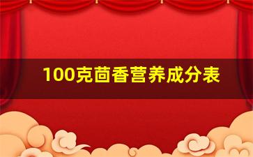 100克茴香营养成分表