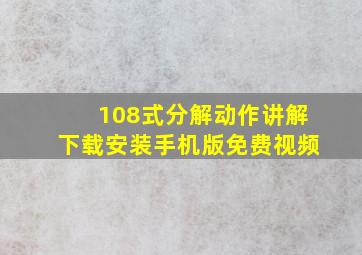 108式分解动作讲解下载安装手机版免费视频