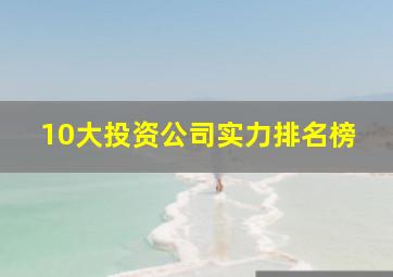 10大投资公司实力排名榜