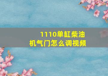 1110单缸柴油机气门怎么调视频