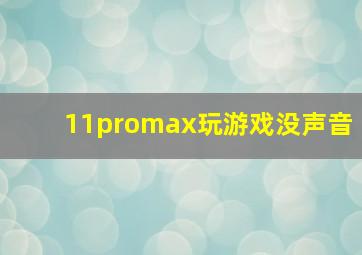 11promax玩游戏没声音