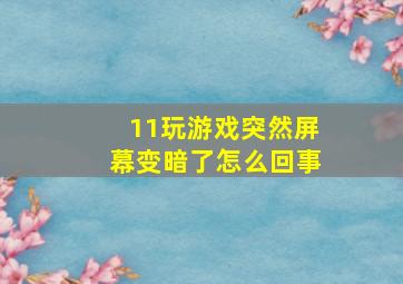 11玩游戏突然屏幕变暗了怎么回事