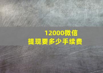 12000微信提现要多少手续费