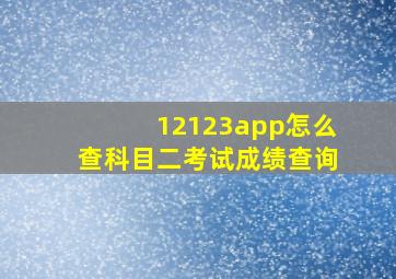 12123app怎么查科目二考试成绩查询