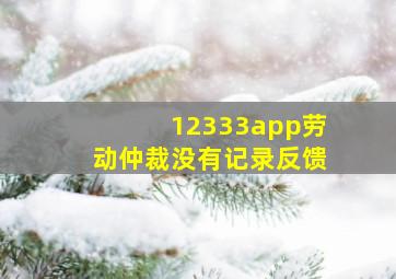 12333app劳动仲裁没有记录反馈