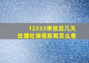 12333举报后几天处理社保信息呢怎么查