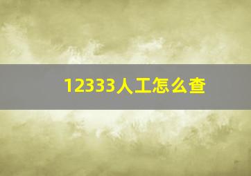 12333人工怎么查