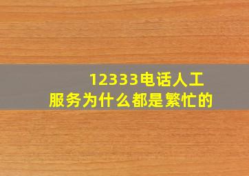 12333电话人工服务为什么都是繁忙的