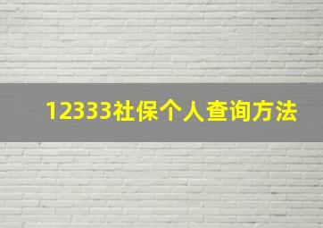 12333社保个人查询方法