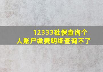 12333社保查询个人账户缴费明细查询不了