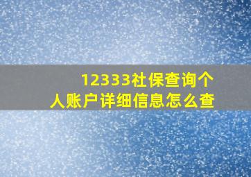 12333社保查询个人账户详细信息怎么查