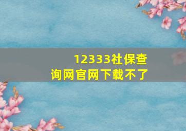 12333社保查询网官网下载不了