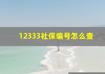 12333社保编号怎么查