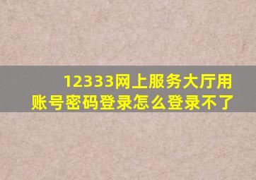 12333网上服务大厅用账号密码登录怎么登录不了