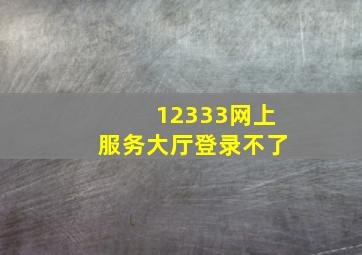 12333网上服务大厅登录不了