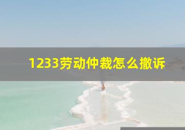 1233劳动仲裁怎么撤诉