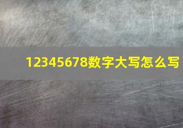 12345678数字大写怎么写