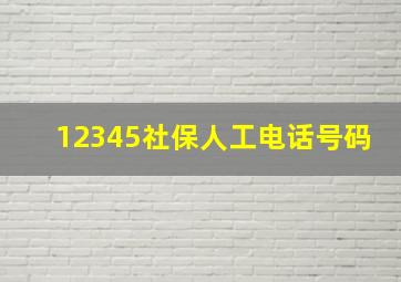 12345社保人工电话号码