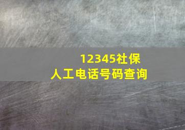 12345社保人工电话号码查询