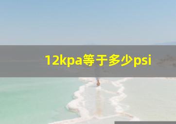 12kpa等于多少psi