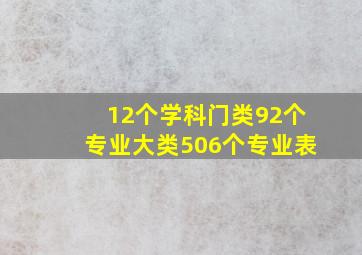 12个学科门类92个专业大类506个专业表