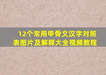 12个常用甲骨文汉字对照表图片及解释大全视频教程