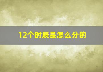 12个时辰是怎么分的