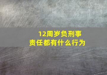 12周岁负刑事责任都有什么行为