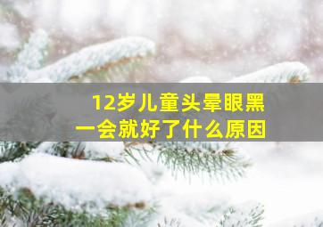 12岁儿童头晕眼黑一会就好了什么原因