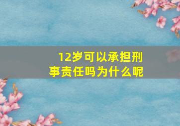 12岁可以承担刑事责任吗为什么呢