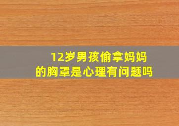 12岁男孩偷拿妈妈的胸罩是心理有问题吗