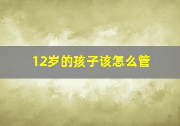 12岁的孩子该怎么管