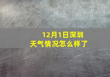 12月1日深圳天气情况怎么样了