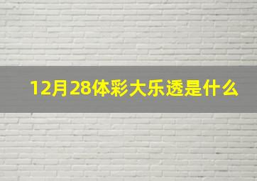 12月28体彩大乐透是什么