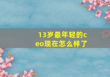 13岁最年轻的ceo现在怎么样了