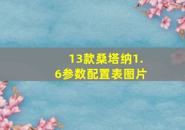 13款桑塔纳1.6参数配置表图片