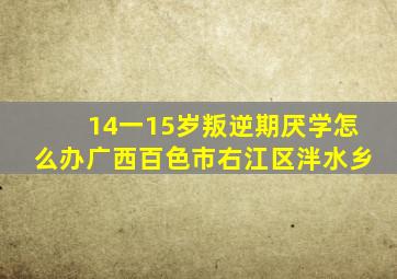 14一15岁叛逆期厌学怎么办广西百色市右江区泮水乡