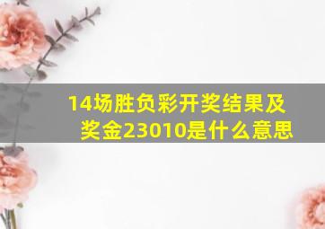 14场胜负彩开奖结果及奖金23010是什么意思