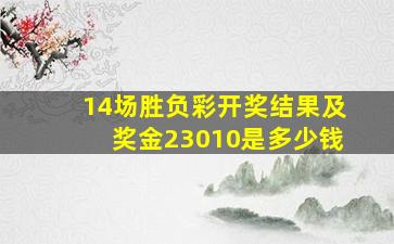 14场胜负彩开奖结果及奖金23010是多少钱