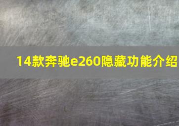 14款奔驰e260隐藏功能介绍